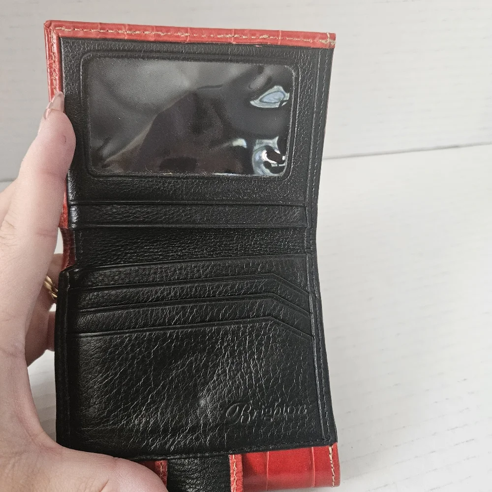 Brighton red‎ tri fold croc embossed wallet